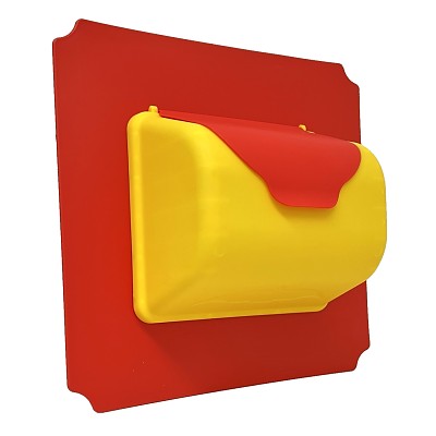 Moveandstic Platte 40x40 cm rot incl. Briefkasten gelb mit rotem Deckel