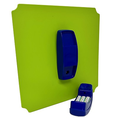 Moveandstic Platte 40x40cm apfelgrün mit Telefon blau