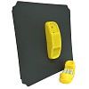Moveandstic Platte 40x40cm titangrau mit Telefon gelb