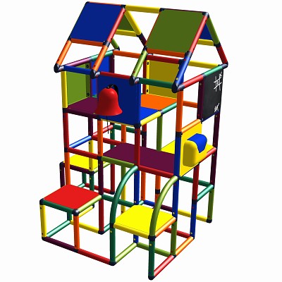 Move and stic - ELLA Spiel- und Kletterhaus Multicolor mit Glocke und Tafel
