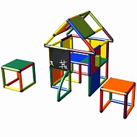 Move and Stic - Spielhaus LOTTE mit Tafel und 2 Hockern Multicolor