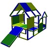 Moveandstic Spielhaus Kletterturm mit Babyrutsche, grün/blau