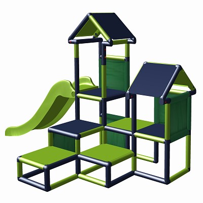 Moveandstic Gesa - Kletterturm für Kleinkinder mit Rutsche und Stoffeinsätzen, apfelgrün/titangrau