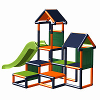 Spielturm Gesa - Kletterturm für Kleinkinder mit Rutsche und Stoffeinsätzen, orange/titangrau