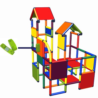  Moveandstic - Spiel- und Kletterburg Franz mit Funktionsplatte Telefon in multicolor