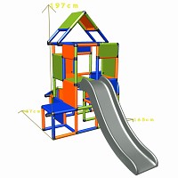 Moveandstic Lisa - Großer Turm mit Rutsche in orange/blau/apfelgrün Maße Lisa - Großer Turm mit Rutsche in orange/blau/apfelgrün Maße