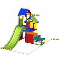 Spielturm Gesa - Kletterturm für Kleinkinder mit Rutsche und Stoffeinsätzen, multicolor Maße