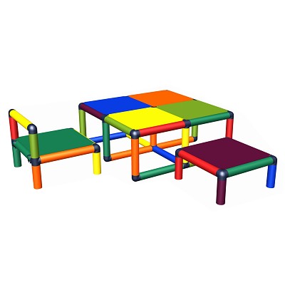 Moveandstic Kleinkind-Sitzgruppe Vanny Tisch, Stuhl und Hocker multicolor