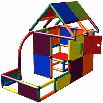 Move and Stic - Spielhaus JONA mit Vorgarten und Telefon Multicolor