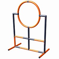 Minka und Fred - Agility Hundesport Ring 70cm hoch Einsprung  Orange/Titangrau 