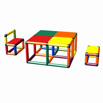 Moveandstic Elias - Sitzgruppe mit Tisch und 2 Stühlen, Multicolor